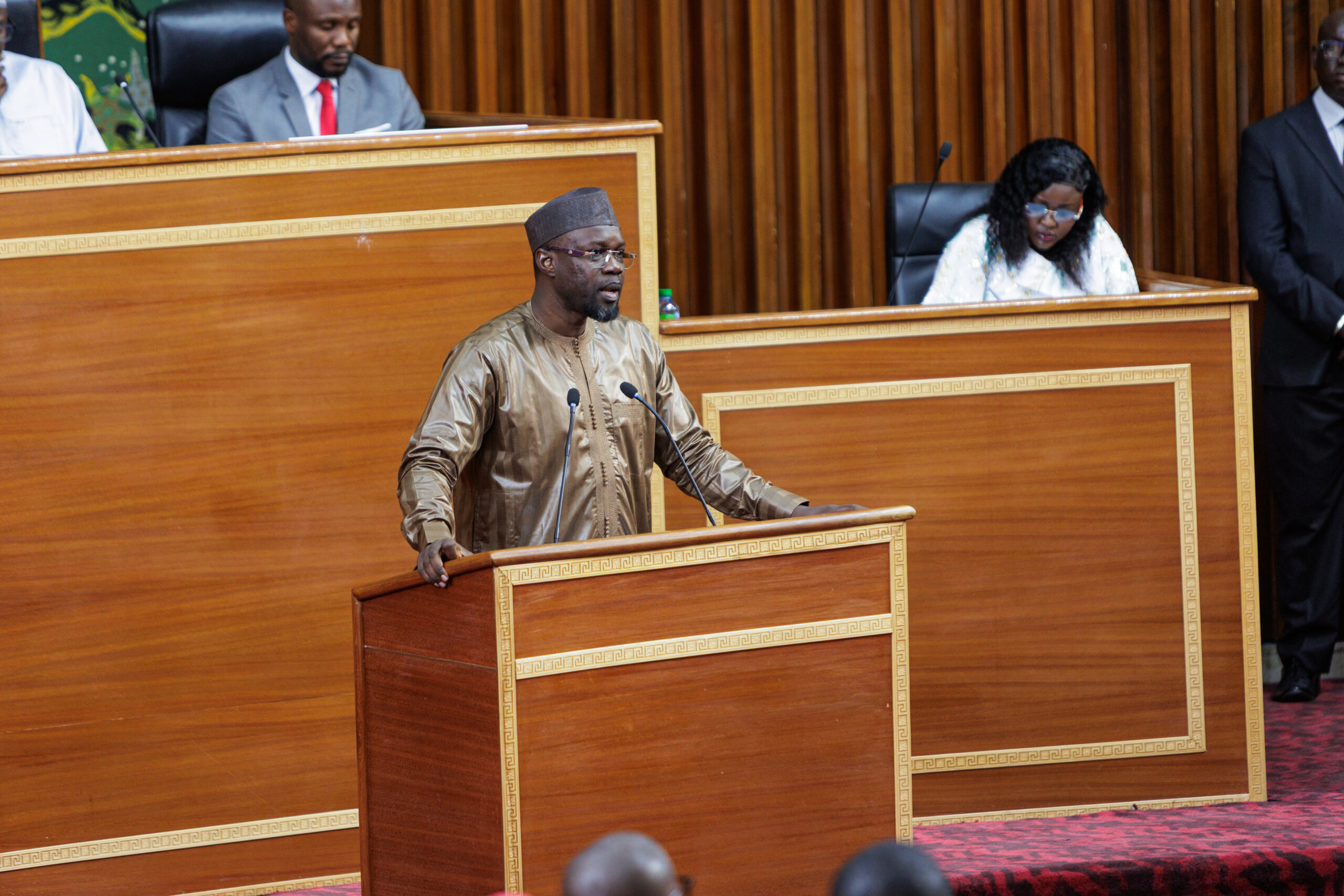 Ousmane Sonko s'exprimant devant l'Assemblée nationale