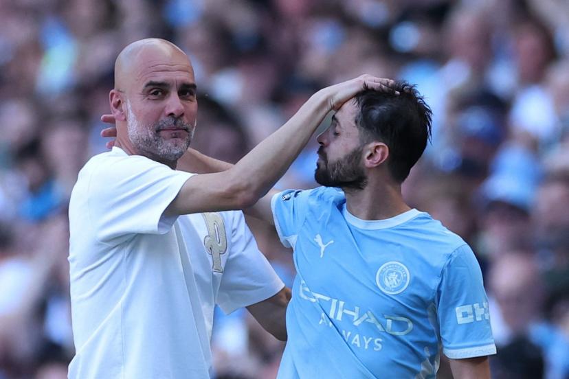 Pep Guardiola n'a pas caché son émotion au moment du remplacement de Bernardo Silva, le joueur qu'il a le plus souvent dirigé.