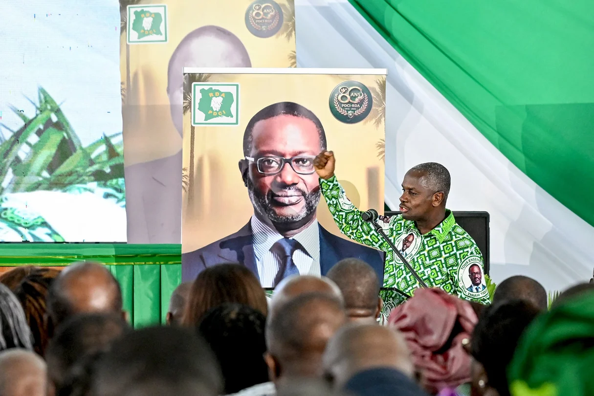 Calice Yapo Yapo, secrétaire exécutif du PDCI, lors des festivités marquant les 80 ans du parti à Abidjan en avril 2026