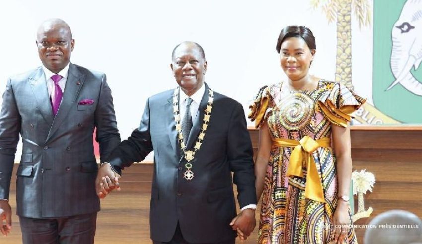Le président gabonais et son épouse aux côtés du président ivoirien