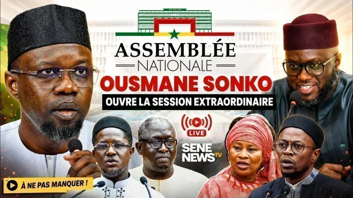 Séance à l'Assemblée nationale avec Ousmane Sonko Séance à l'Assemblée nationale avec Ousmane Sonko lors de la session parlementaire